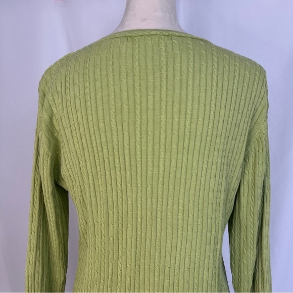 Pursuits, ltd. Sweater Womens Size XL Silk Blend Vneck Cable Knit Pullover Green - Picture 5 of 9